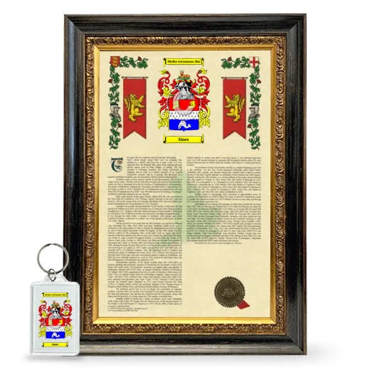 Siner Framed Armorial History and Keychain - Heirloom