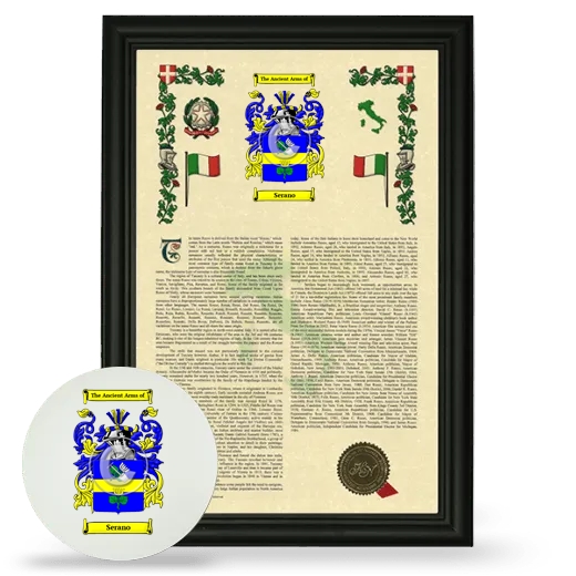Serano Framed Armorial History and Mouse Pad - Black