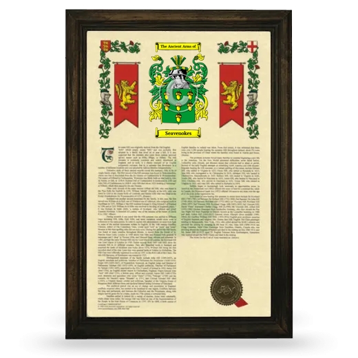 Seavenokes Armorial History Framed - Brown