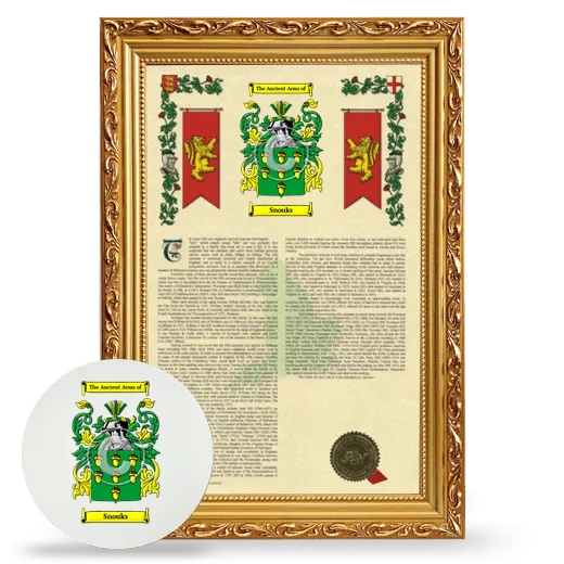 Snouks Framed Armorial History and Mouse Pad - Gold