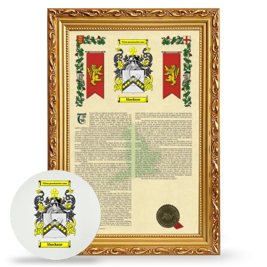 Shackane Framed Armorial History and Mouse Pad - Gold