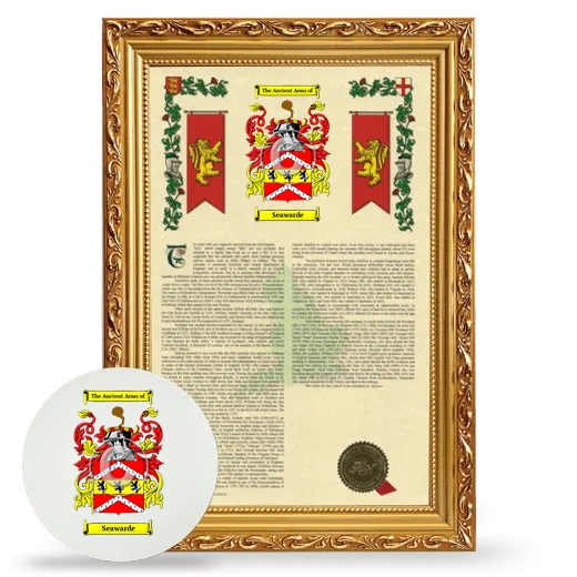 Seawarde Framed Armorial History and Mouse Pad - Gold