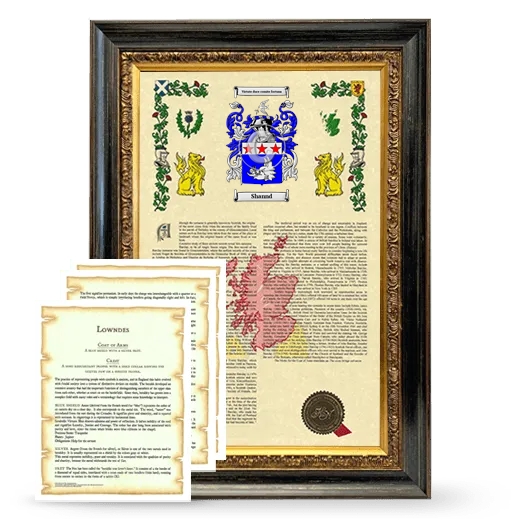 Shannd Framed Armorial History and Symbolism - Heirloom