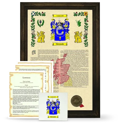 Shewmake Framed Armorial, Symbolism and Large Tile - Brown