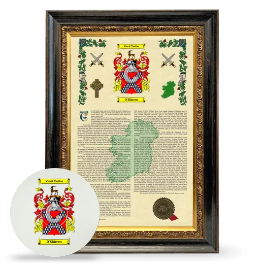 O'Shirren Framed Armorial History and Mouse Pad - Heirloom