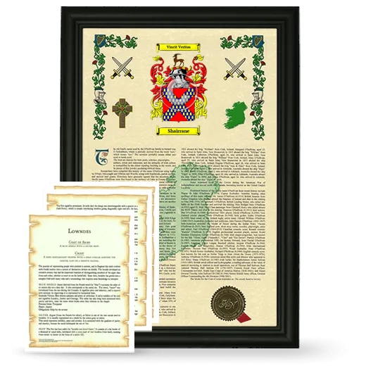 Shairrane Framed Armorial History and Symbolism - Black