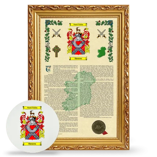 Shearen Framed Armorial History and Mouse Pad - Gold
