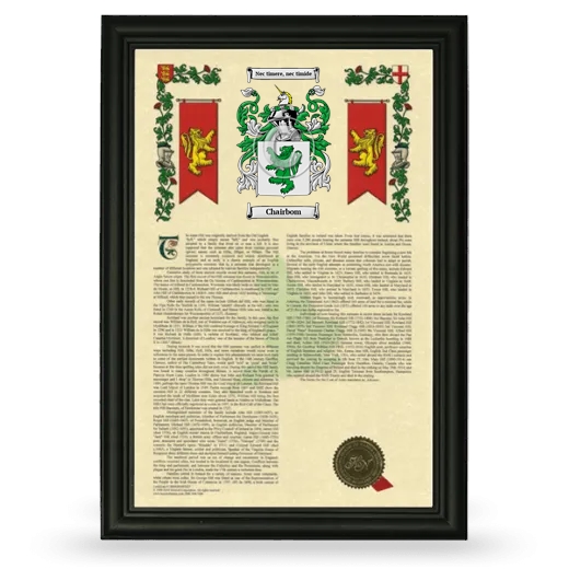Chairbom Armorial History Framed - Black