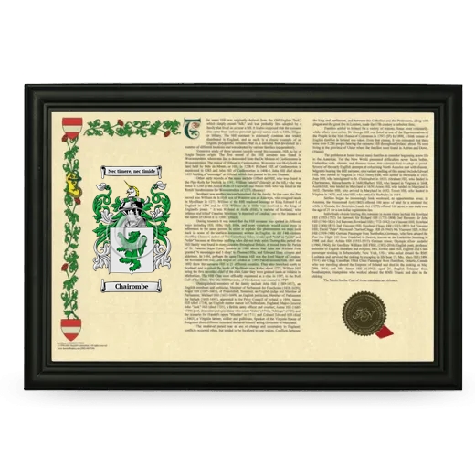 Chairombe Armorial Landscape Framed - Black