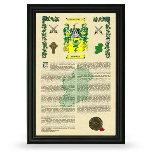 Sherdynd Armorial History Framed - Black