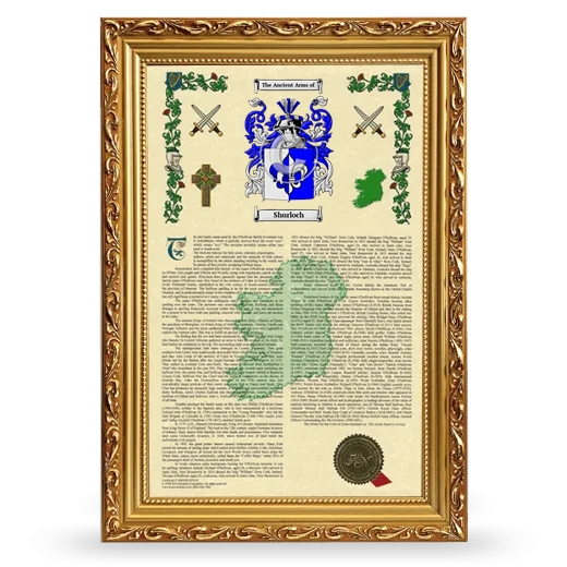 Shurloch Armorial History Framed - Gold