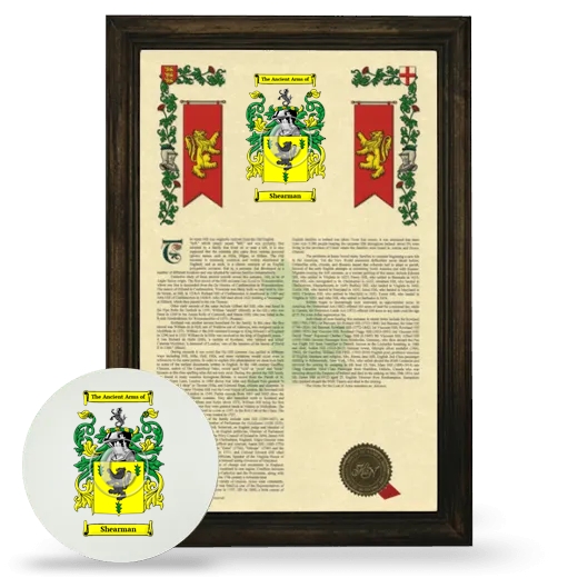 Shearman Framed Armorial History and Mouse Pad - Brown