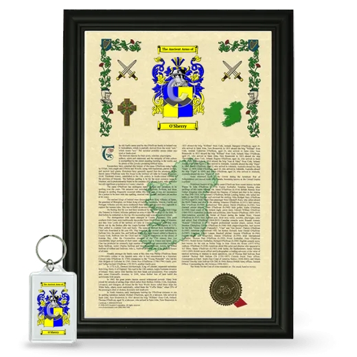 O'Sherry Framed Armorial History and Keychain - Black