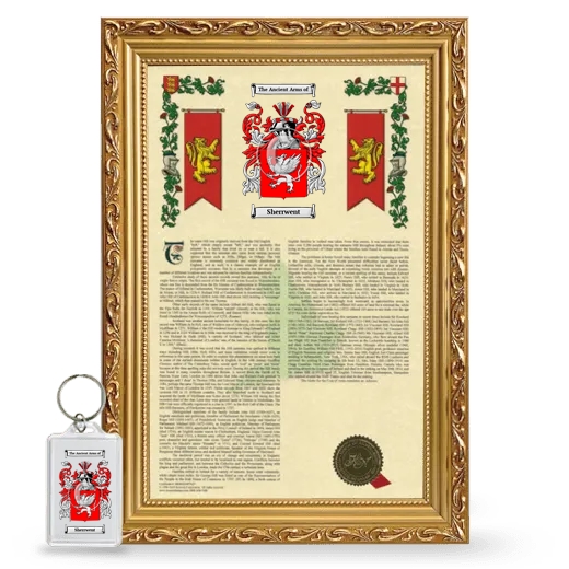 Sherrwent Framed Armorial History and Keychain - Gold