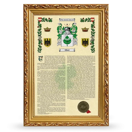 Siburt Armorial History Framed - Gold