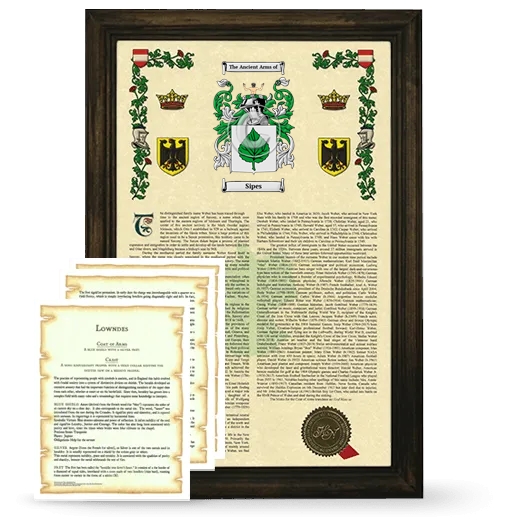 Sipes Framed Armorial History and Symbolism - Brown