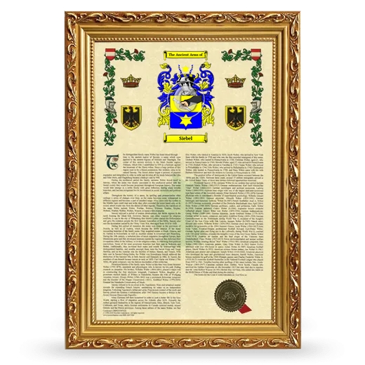 Siebel Armorial History Framed - Gold