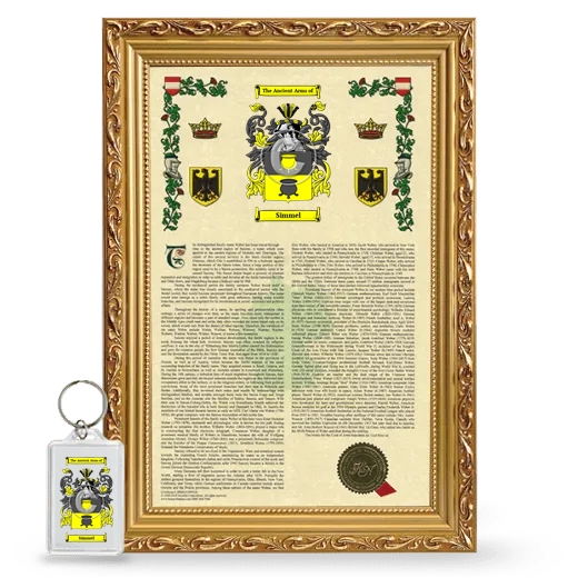 Simmel Framed Armorial History and Keychain - Gold