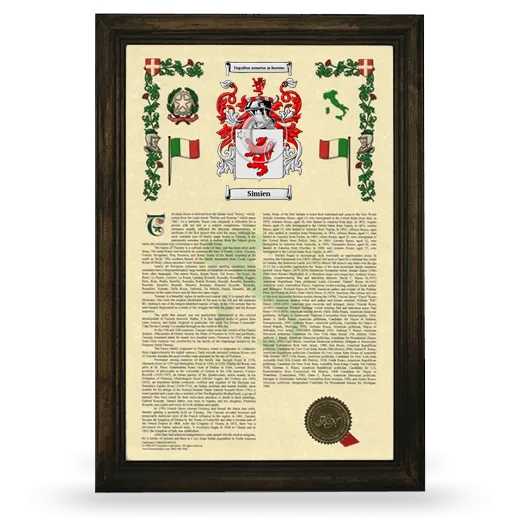 Simien Armorial History Framed - Brown