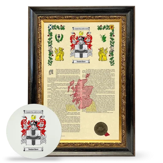 Saintclare Framed Armorial History and Mouse Pad - Heirloom