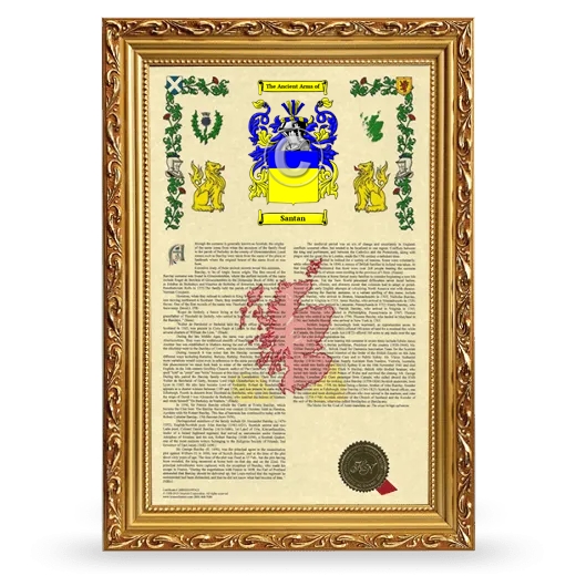 Santan Armorial History Framed - Gold