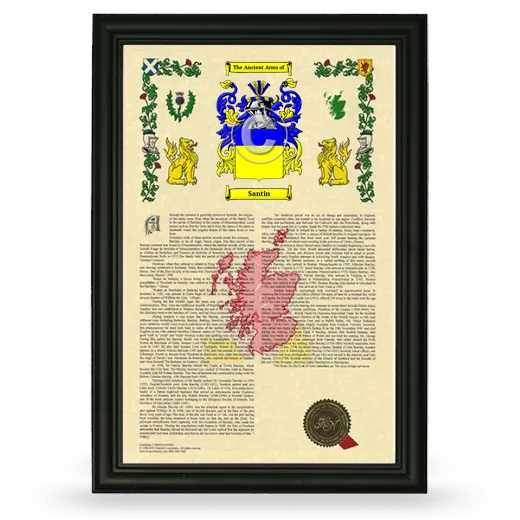 Santin Armorial History Framed - Black