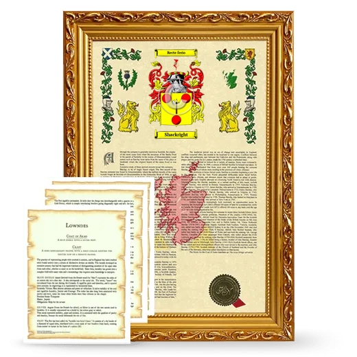 Shackright Framed Armorial History and Symbolism - Gold