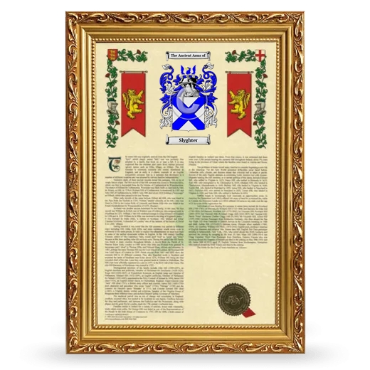 Slyghter Armorial History Framed - Gold