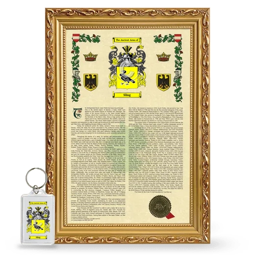 Sling Framed Armorial History and Keychain - Gold