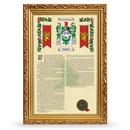 Smithers Armorial History Framed - Gold