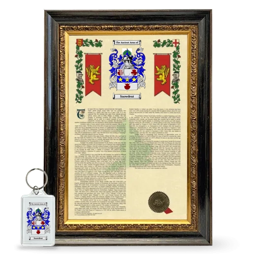 Snowdent Framed Armorial History and Keychain - Heirloom