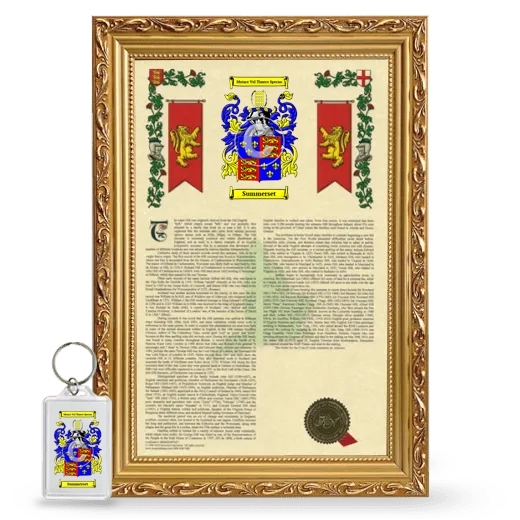 Summerset Framed Armorial History and Keychain - Gold