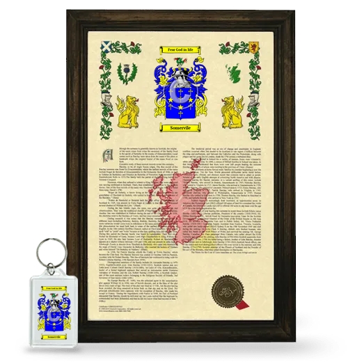 Somervile Framed Armorial History and Keychain - Brown