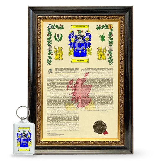 Sommeril Framed Armorial History and Keychain - Heirloom