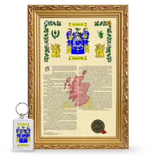 Summerville Framed Armorial History and Keychain - Gold