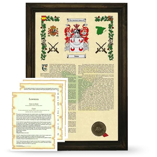 Sosa Framed Armorial History and Symbolism - Brown