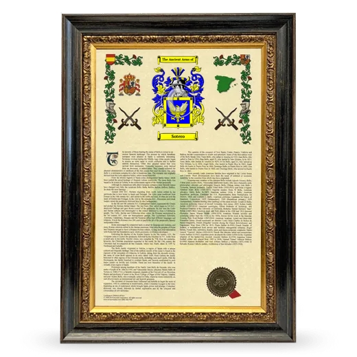 Sotero Armorial History Framed - Heirloom