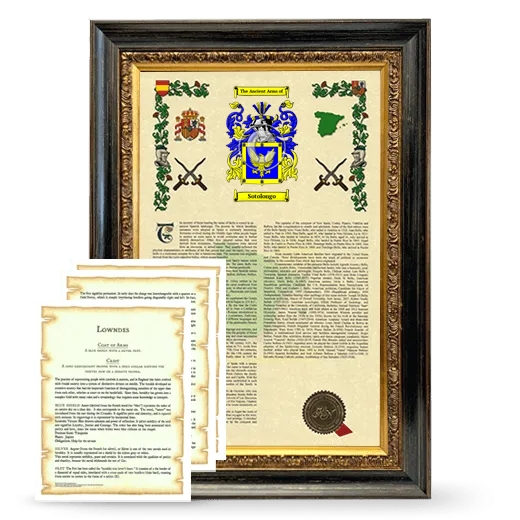 Sotolongo Framed Armorial History and Symbolism - Heirloom