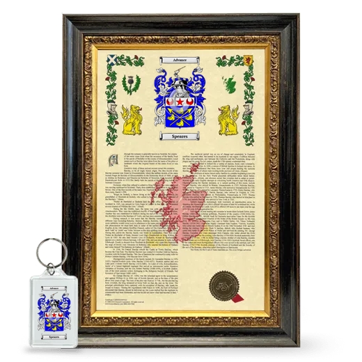 Speares Framed Armorial History and Keychain - Heirloom