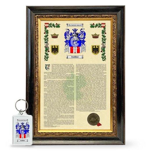 Stahlhut Framed Armorial History and Keychain - Heirloom