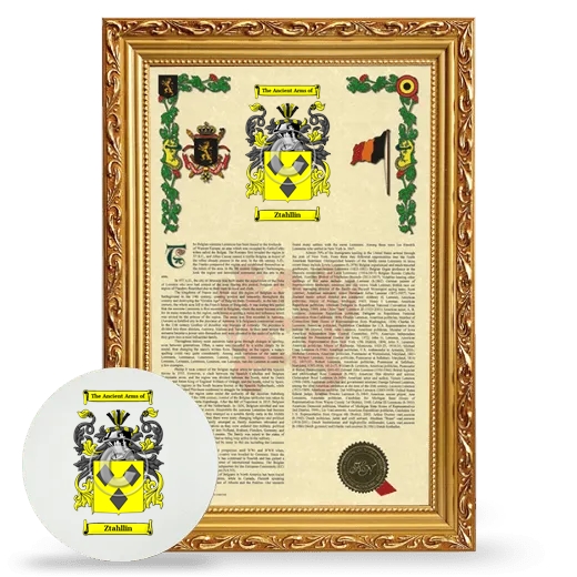 Ztahllin Framed Armorial History and Mouse Pad - Gold