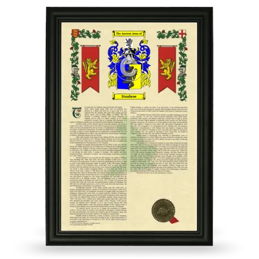 Stanbroe Armorial History Framed - Black