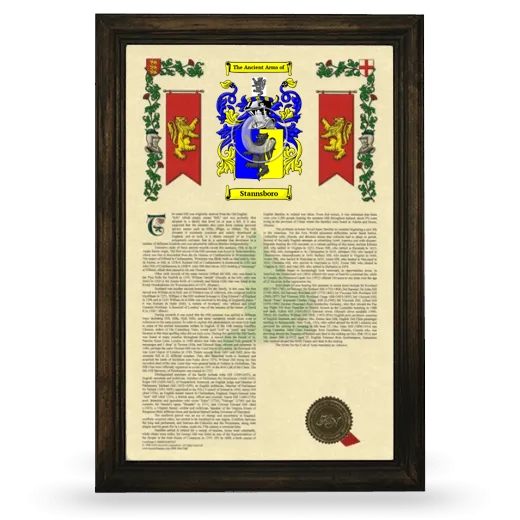 Stannsboro Armorial History Framed - Brown