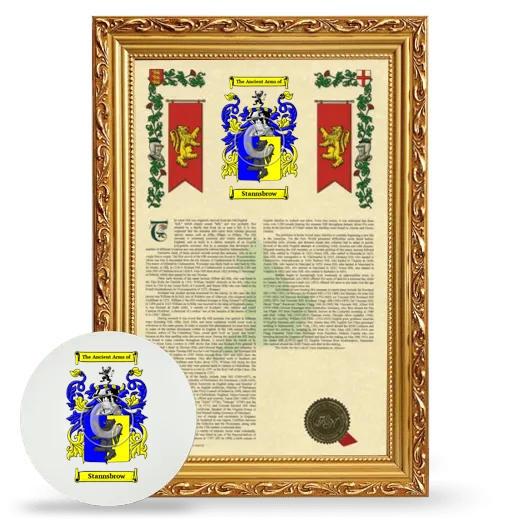 Stannsbrow Framed Armorial History and Mouse Pad - Gold