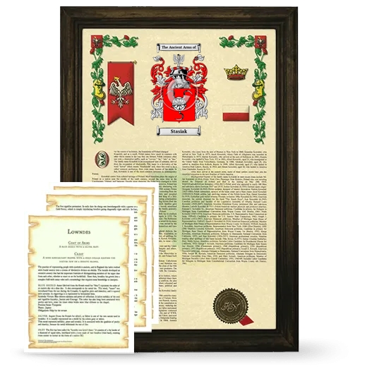 Stasiak Framed Armorial History and Symbolism - Brown