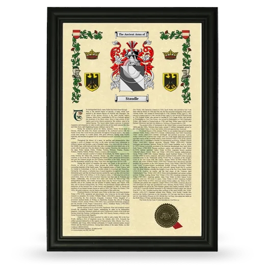 Staudle Armorial History Framed - Black