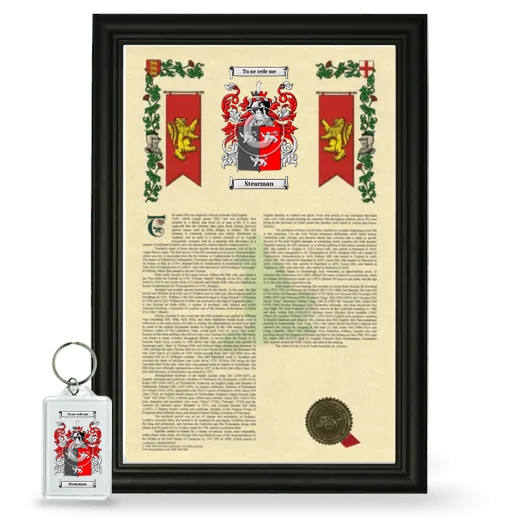 Stearman Framed Armorial History and Keychain - Black