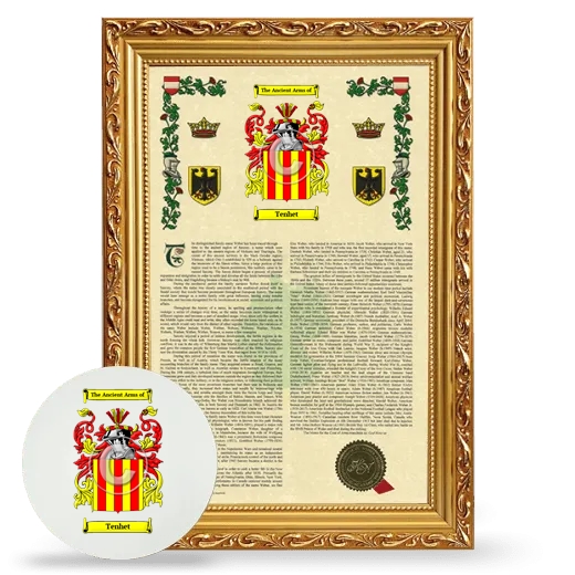 Tenhet Framed Armorial History and Mouse Pad - Gold