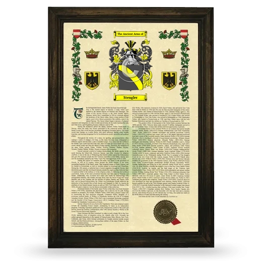 Stengler Armorial History Framed - Brown