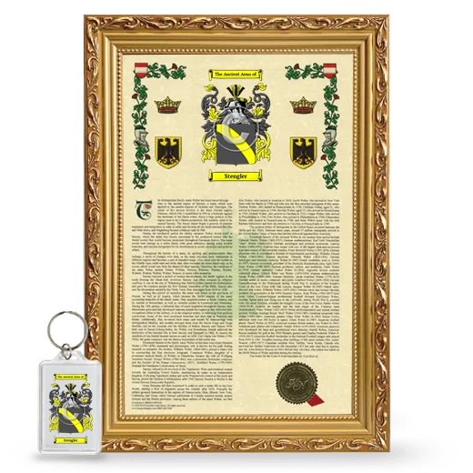 Stengler Framed Armorial History and Keychain - Gold